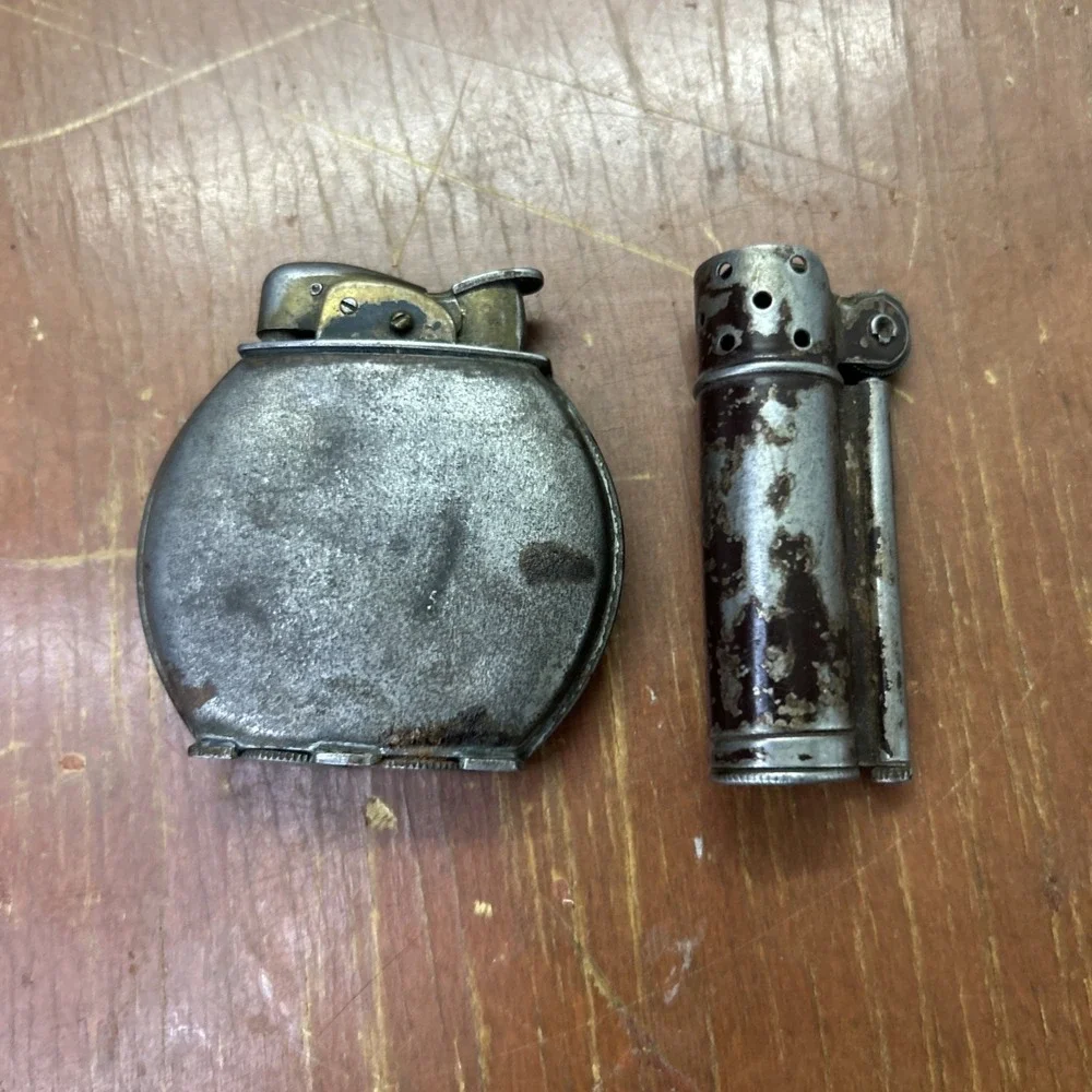 Pair Of WWII Trench Lighters Dunhill Service Evan's  Spitfire Untested As Is